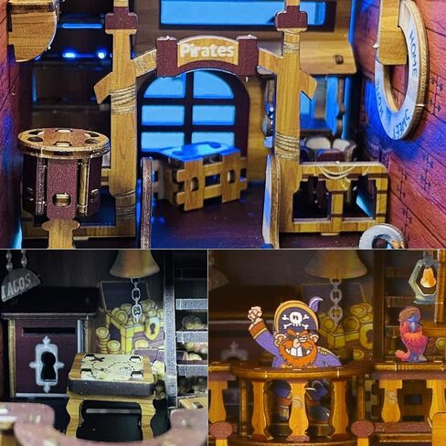 TuKIIE DIY Book Nook Miniature Kit, Booknook Dollhouse Bookshelf Insert with Brightness Adjustable LED Light, Wooden Decorative Bookend Stand Model Kits for Kids Teens Adults(Scholar's Dream) in Saudi Arabia