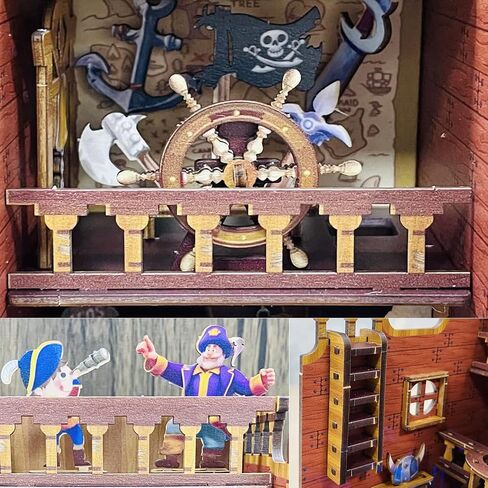 TuKIIE DIY Book Nook Miniature Kit, Booknook Dollhouse Bookshelf Insert with Brightness Adjustable LED Light, Wooden Decorative Bookend Stand Model Kits for Kids Teens Adults(Scholar's Dream) in Saudi Arabia