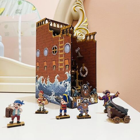 TuKIIE DIY Book Nook Miniature Kit, Booknook Dollhouse Bookshelf Insert with Brightness Adjustable LED Light, Wooden Decorative Bookend Stand Model Kits for Kids Teens Adults(Scholar's Dream) in Saudi Arabia
