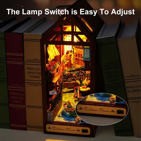 DIY Book Nook Kit 3D خشبية لغز Booknook DIY Miniature House Kit Book Nook Kits للبالغين مكتبة ديكور رف الكتب إدراج ديكور Booknook مع ضوء LED للبالغين الهدايا in Saudi Arabia