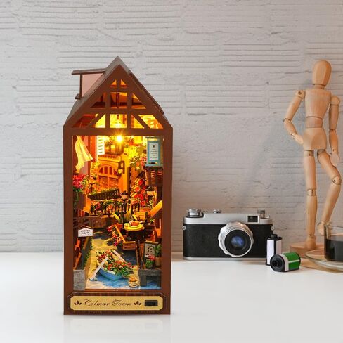 DIY Book Nook Kit 3D خشبية لغز Booknook DIY Miniature House Kit Book Nook Kits للبالغين مكتبة ديكور رف الكتب إدراج ديكور Booknook مع ضوء LED للبالغين الهدايا in Saudi Arabia