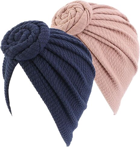 Qianmome Cotton Twist African Headwrap Pre-Tied Bonnet Turban Knot Beanie Cap Turban Hat for Women in Saudi Arabia