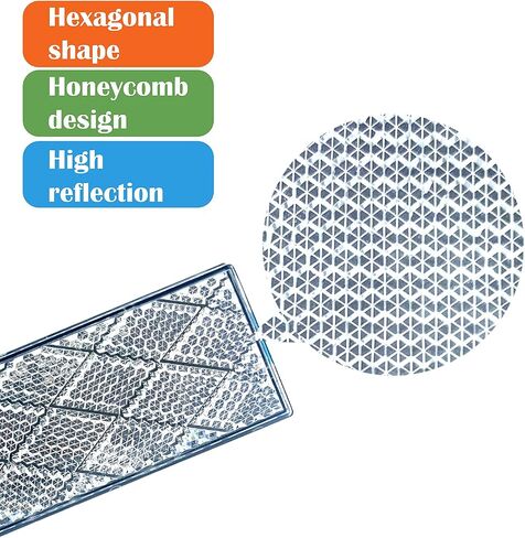 E-Mark DOT CCC 2pcs Rectangle Reflector Self Adhesive Stick on Trailer Driveway Mailbox (Clear) in Saudi Arabia
