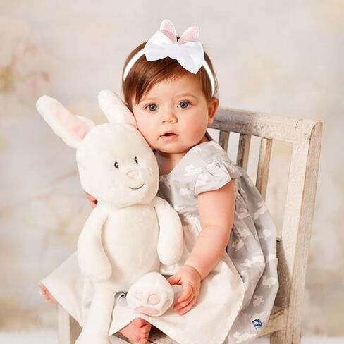 Bunny Ears Bow Headband - Party Decorations, Elastic Headpieces for Baby Shower, Birthday, and Kids Photo Props (White+Pink) in Saudi Arabia