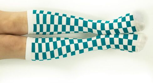 SERICI 4xCheckered Knee High Socks for Women or boys | Fun Novelty Argyle Cotton Long Tube Socks | size 5-11 in Saudi Arabia