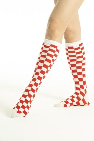 SERICI 4xCheckered Knee High Socks for Women or boys | Fun Novelty Argyle Cotton Long Tube Socks | size 5-11 in Saudi Arabia