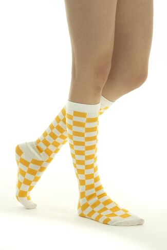 SERICI 4xCheckered Knee High Socks for Women or boys | Fun Novelty Argyle Cotton Long Tube Socks | size 5-11 in Saudi Arabia