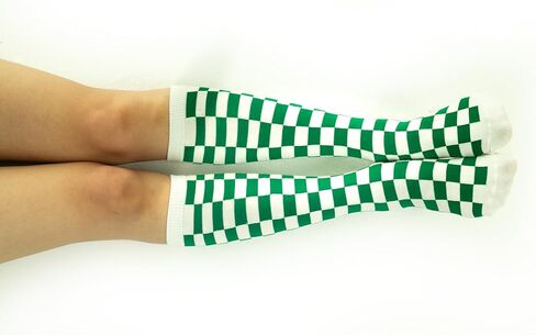 SERICI 4xCheckered Knee High Socks for Women or boys | Fun Novelty Argyle Cotton Long Tube Socks | size 5-11 in Saudi Arabia