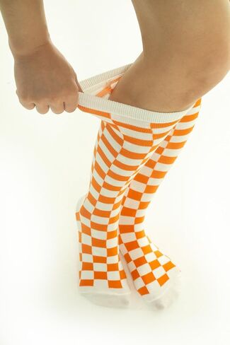 SERICI 4xCheckered Knee High Socks for Women or boys | Fun Novelty Argyle Cotton Long Tube Socks | size 5-11 in Saudi Arabia
