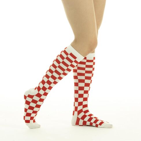 SERICI 4xCheckered Knee High Socks for Women or boys | Fun Novelty Argyle Cotton Long Tube Socks | size 5-11 in Saudi Arabia