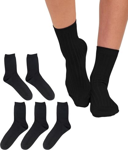 Premium Women's Fashion Socks - 5 Pairs Set Crew Socks Solid Colorful Printed Size 6-11 Soft Long Basic Socks in Saudi Arabia