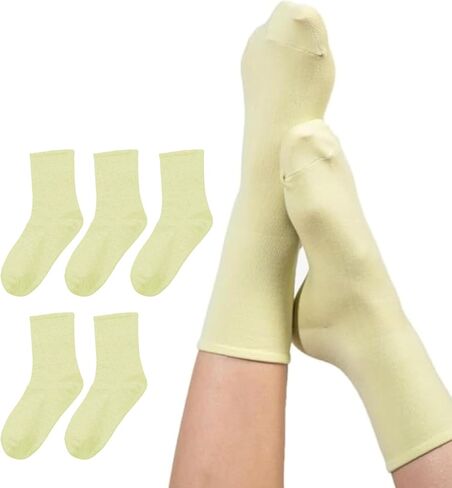 Premium Women's Fashion Socks - 5 Pairs Set Crew Socks Solid Colorful Printed Size 6-11 Soft Long Basic Socks in Saudi Arabia