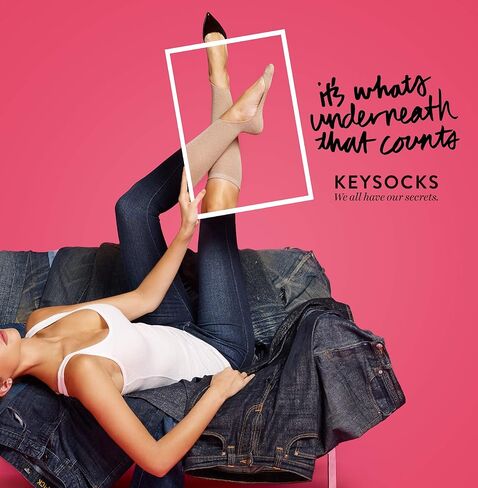 KEYSOCKS Women's Original No-Show Knee High Socks (Standard Size, Black) in Saudi Arabia
