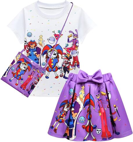 Little Girls Amazings Circu Skirt Set Graphic Top and Cute Skirt Kids Cartoon Dress Costume Party Outfit in Saudi Arabia