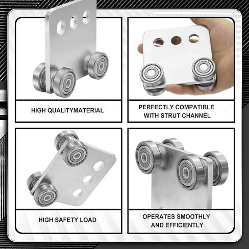 4 Wheel Trolley Assembly, Stable Welded Roller Trolley for 1-5/8" Wide and All 1-5/8" or Taller Strut Channel (Pack of 2) in Saudi Arabia