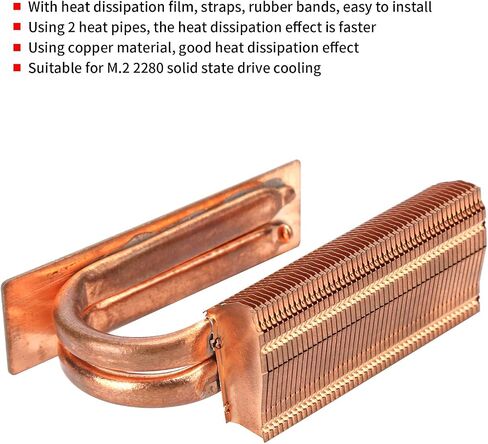 مبدد حرارة M.2 SSD، مبرد محرك الحالة الصلبة M.2 2280، مشتت حراري SSD نحاسي مع فيلم تبديد الحرارة لـ M.2 2280 SSD، ملحقات الكمبيوتر in Kuwait