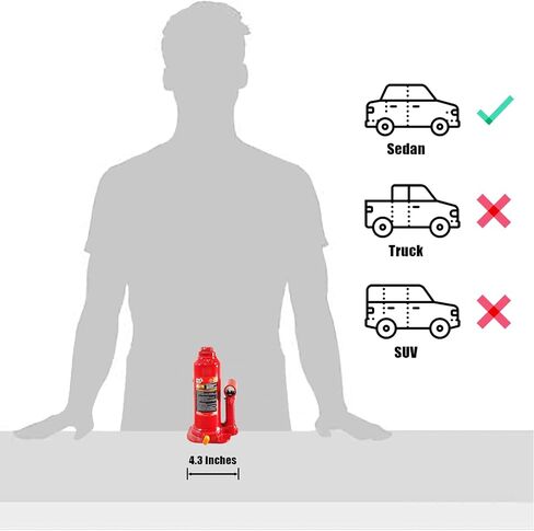 BIG RED T90213 Torin Hydraulic Welded Bottle Jack with Blow Mold Carrying Storage Case, 2 Ton (4,000 lb) Capacity, Red in Saudi Arabia