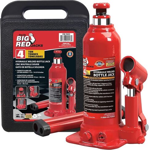 BIG RED T90213 Torin Hydraulic Welded Bottle Jack with Blow Mold Carrying Storage Case, 2 Ton (4,000 lb) Capacity, Red in Saudi Arabia