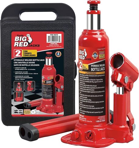 BIG RED T90213 Torin Hydraulic Welded Bottle Jack with Blow Mold Carrying Storage Case, 2 Ton (4,000 lb) Capacity, Red in Saudi Arabia