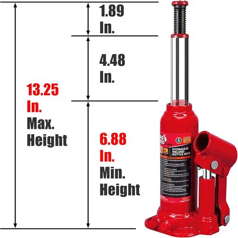 BIG RED T90213 Torin Hydraulic Welded Bottle Jack with Blow Mold Carrying Storage Case, 2 Ton (4,000 lb) Capacity, Red in Saudi Arabia