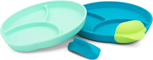 • Easy Scoop & Hold Plate Set • Set of 2 plates • Silicone plate for babies, toddlers, kids with dividers • Clip-on rim for easy and mess-free meals • 6 mo+ • Dishwasher safe (Midnight) in Saudi Arabia