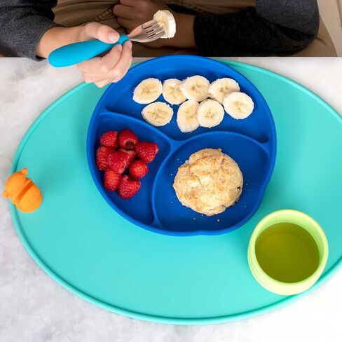 • Easy Scoop & Hold Plate Set • Set of 2 plates • Silicone plate for babies, toddlers, kids with dividers • Clip-on rim for easy and mess-free meals • 6 mo+ • Dishwasher safe (Midnight) in Saudi Arabia