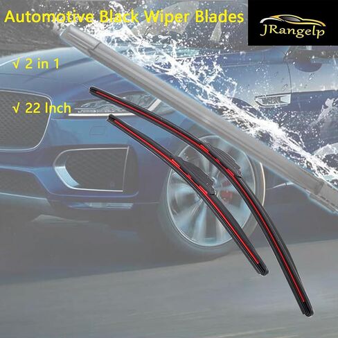 شفرات ممسحة سوداء للسيارات بديلة لشفرات ممسحة الزجاج الأمامي 2 في 1 ممسحة واجهة بديلة 22 بوصة مساحات زجاج أمامي للسيارات - مجموعة من شفرتين in Kuwait
