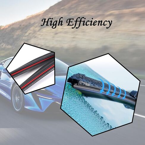 شفرات ممسحة سوداء للسيارات بديلة لشفرات ممسحة الزجاج الأمامي 2 في 1 ممسحة واجهة بديلة 22 بوصة مساحات زجاج أمامي للسيارات - مجموعة من شفرتين in Kuwait