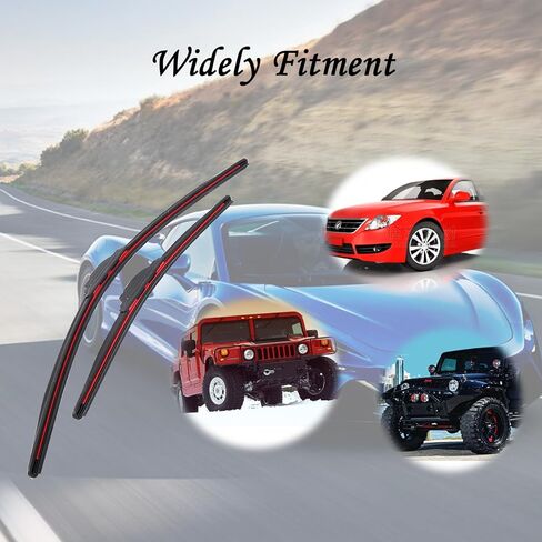 شفرات ممسحة سوداء للسيارات بديلة لشفرات ممسحة الزجاج الأمامي 2 في 1 ممسحة واجهة بديلة 22 بوصة مساحات زجاج أمامي للسيارات - مجموعة من شفرتين in Kuwait