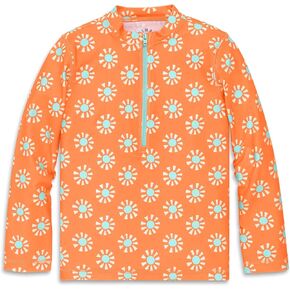 Primary Kids Long Sleeve Half-Zip Rash Guard in Cutout Suns, UPF 50+, Made with Recycled Materials in Saudi Arabia