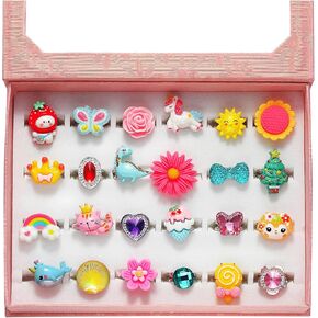 PinkSheep Little Girl Jewel Rings – Adjustable Toddler Rings for Kids Age 3-8,Girls Dress Up Ring for Birthday Christmas with Gift Box in Kuwait