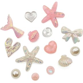 14 Pcs Beach Bling Shoe Charms for Sandal, Cute Seashell Charm Shoe Jewels DIY Shoe Accessories, Ocean Party Favors in Saudi Arabia