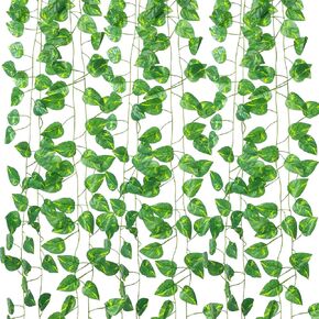 12 Pack Artificial Ivy Garland, 84 Ft Fake Vines Hanging Plants for Room Decor, 72 Leaves Aesthetic Faux Greenery Garland Vines with Strengthened Joint Prevent Leaves Falling Off for Wall Decor in Saudi Arabia