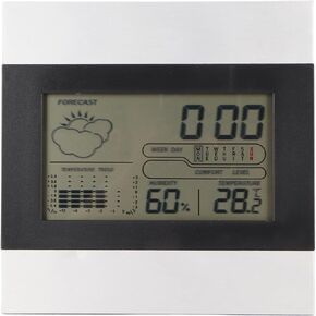 Digital Weather Clock, Large Display Aluminum ABS Frame with Temperature Humidity Moon Phase Comfort Level ℃/℉ Switch 12/24H Mode for Bedside Desktop Wall Mount in Kuwait