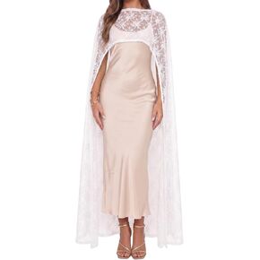 Women Lace Cape Sheer Poncho Top Floral Shawl Wrap for Evening Dresses Wedding Party Cover Up Capelet in Kuwait