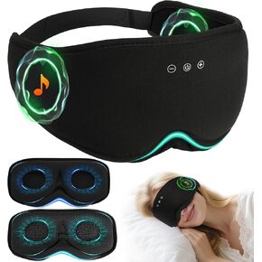 LC-dolida Bamboo Cotton Bluetooth Sleep Mask, 2 in 1 3D Soft Sleep Mask with Sleep Headphones, Sleep Eye Mask with Timming Setting, Blackout Sleeping Mask for Side Sleepers, Women Men, Black in Kuwait