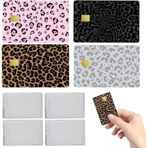 8 Pcs Debit Card Sticker Set, With 4 Pcs Leopard Pattern Card Decal and 4 Pcs Clear Frosted Sleeve, Removable Card Protector, For Access, Transit And Daily Use For Adults, Pink Gray Black Coffee in Saudi Arabia