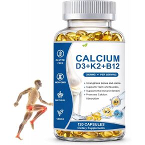 Calcio D3 K2 B12 Softgels, Calcium 2000mg with d3 & k2, Suplemento de Calcio, Strengthen Bones and Teeth, Boost Energy, Non-GMO, 120 Softgels in Saudi Arabia