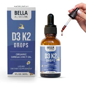 Bella All Natural Vitamin D3 K2 Drops Organic Omega 3 MCT Oil - Evening in Kuwait