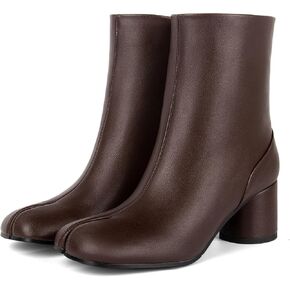 KOKOMOMO Womens Tabi Boots Split Toe Ankle Booties Cylindrical Chunky Heels Japanese Ninja Shoes Zipper Block Heel Short Boot Daily Work Party Dress Shoes for Ladies in Saudi Arabia