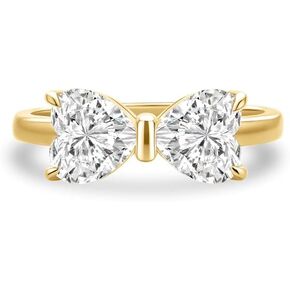 2.0 Carat Moissanite Bow Engagement Ring, 14K Thick Gold Plated 925 Sterling Silver, Two D-Color Heart Shaped Gemstone, Trendy Wedding Promise Ring for Women in Saudi Arabia