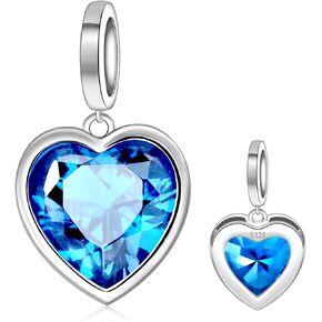 Heart Birthstone Charms for Bracelet - 925 Sterling Silver Birth Stone Bead Charm for Bracelets and Necklaces Birthday Christmas Jewelry Gifts for Women Mother Wife in Saudi Arabia