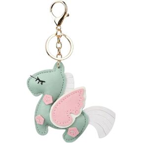 Leather Unicorn Keychain Bag Charm with Wings,3D Double Sided Pony Leather Bag Charm Series in Saudi Arabia