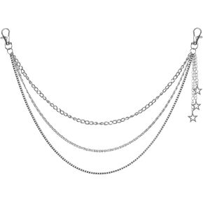 Metal Star 3-Strand Jean Chain Belt Chunky Pocket Belt Chain Vintage Hip Hop Wallet Key Chains Goth Punk Trousers Pants Chains Accessories for Men and Women in Saudi Arabia