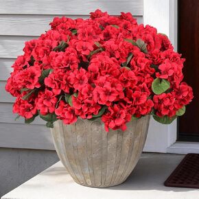 12 Pcs Artificial Flowers for Outdoors, Faux Silk Geraniums Flowers UV Resistant Fake Flowers Outdoor Plants for Front Porch Yard Patio Garden Home Decor (12, Red) in Saudi Arabia