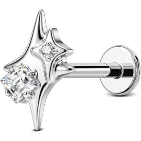 OUFER Body Piercing 18G Star Threadless Flat Back Earrings Titanium Cartilage Earrings for Women Dianty Helix Cartilage Tragus Piercing Jewelry 6MM 8MM Flat Back Conch Helix Tragus Lip Stud in Saudi Arabia