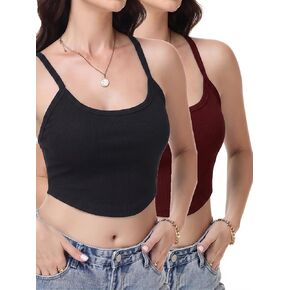 2 Pack Ribbed Camisole Crop Tops for Women Spaghetti Strap Cropped Tank Top in Saudi Arabia