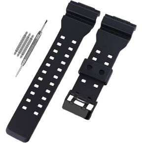 16mm× 29mm Watch Strap Compatible with Casio 10536683 GA700UC GA-700UC GA700 GA-700-1A GA-700-1B Resin Band Replacement for men wirst watchband and women Bracelet, Black in Kuwait