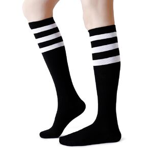 Pareberry Cotton Knee High Socks Triple Stripes Over the Calf Retro Athletic Tube Socks for Women Men and Youth in Saudi Arabia
