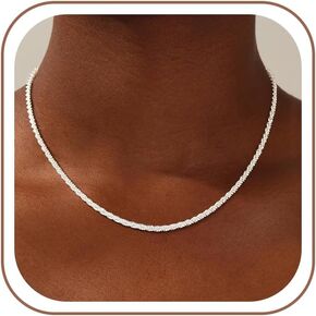 925 Sterling Silver Chain Necklace for Women - 2mm/3mm Simple Dainty Non Tarnish Hypoallergenic Chain Trendy Jewelry Gifts Adjustable Length 16 18 20 Inch in Saudi Arabia